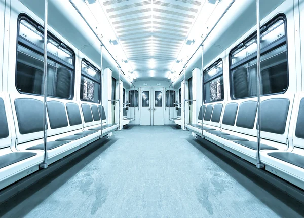 Interior kereta beriluminasi biru kontemporer — Stok Foto