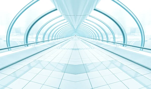 Светло-синий просторный коридор — стоковое фото