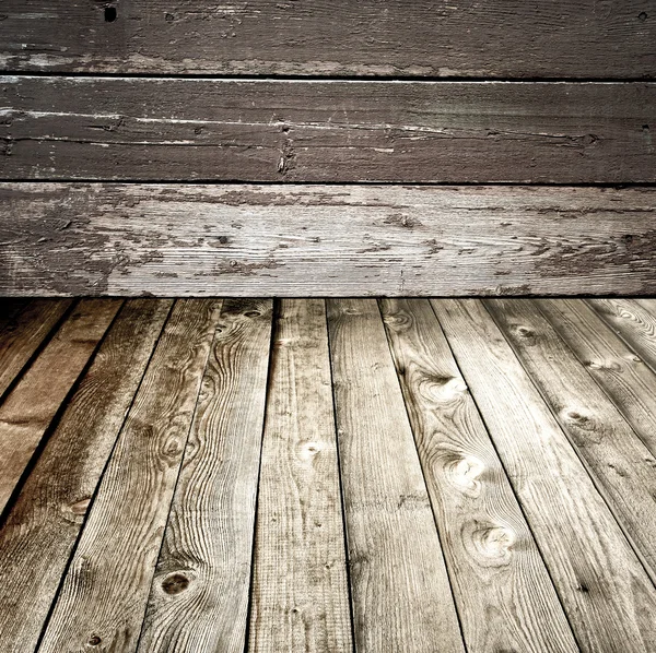 Drewniane ściany i podłogi wewnątrz starych wiejskich ciemnia — Zdjęcie stockowe