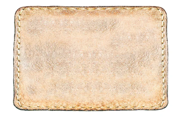 Téglalap alakú barna bőr címke, elszigetelt, felett fehér — Stock Fotó