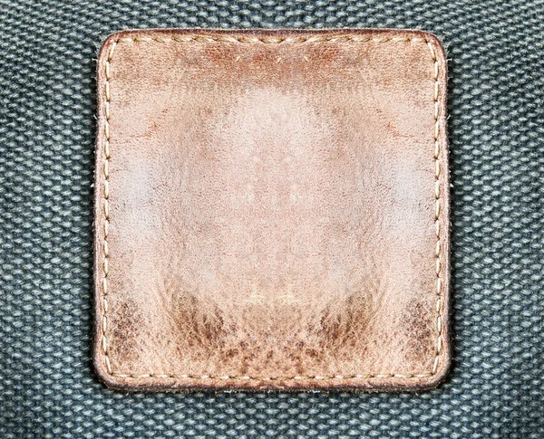 Étiquette en cuir marron carré — Photo