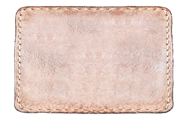 Etiqueta rectangular de cuero marrón aislado sobre blanco — Foto de Stock
