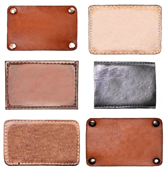 Set of leather blank labels — Stock Photo, Image