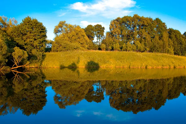 Reflexão simétrica no lago — Fotografia de Stock