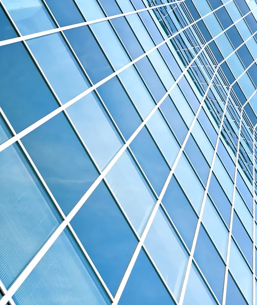 Contemporary blue glass wall of skyscraper — Stock Photo, Image