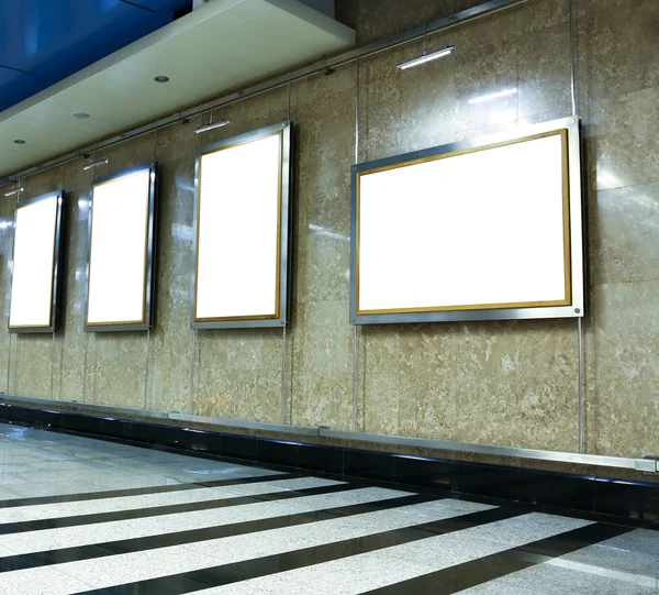 White placards in business hall — Stock Photo, Image