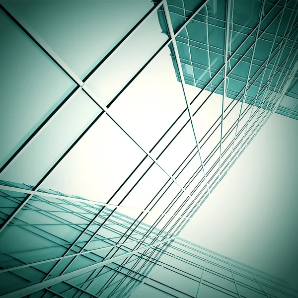 Moderní zelené sklo mrakodrap perspektivní zobrazení — Stock fotografie