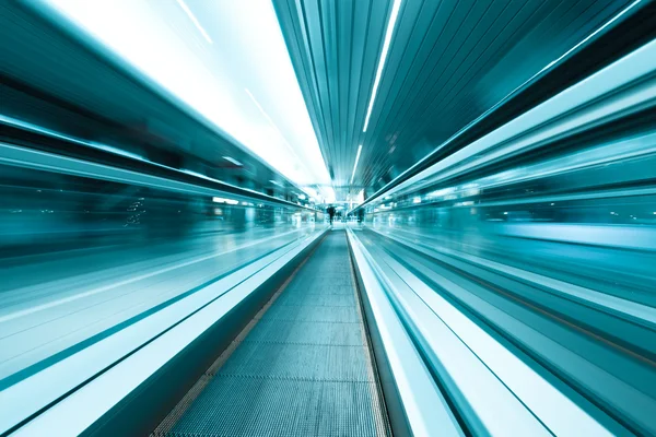 Movement of abstract blue escalator with — Stock Photo, Image
