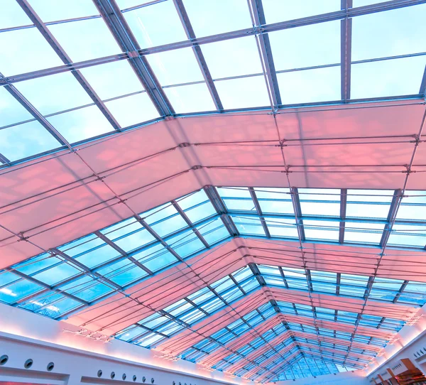 Colorful transparent ceiling inside contemporary airport — Stock Photo, Image