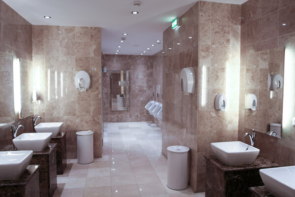 Contemporary interior of public toilet