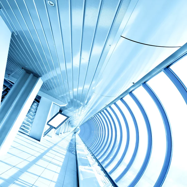 Blue hallway, metro station indoor — Stock Photo, Image