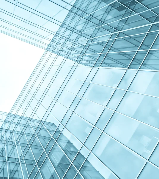 Turquoise muur van glazen gebouw wolkenkrabbers — Stockfoto
