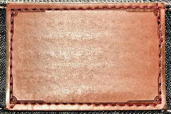 Brown leather label of strap — Stock Photo, Image