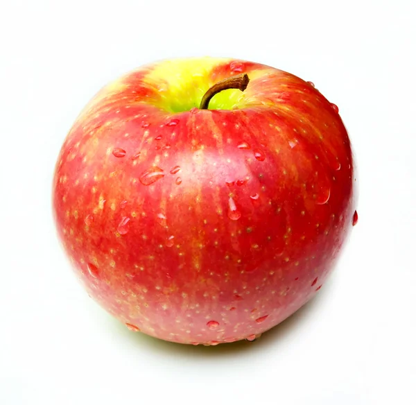 Singola mela rossa isolata su bianco — Foto Stock