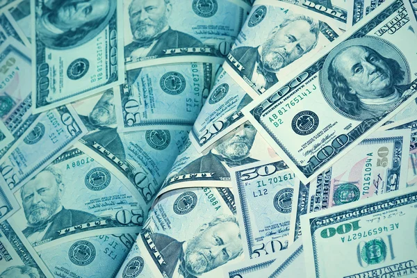 Niebieski magazyn dolarów pieniędzy — Zdjęcie stockowe