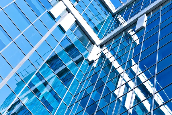 Transparent glass wall of office building — Stock Photo, Image