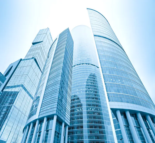 Προοπτική απεικόνιση σε γυαλί πολυόροφων κτιρίων ουρανοξύστες της Μόσχας πόλης β Εικόνα Αρχείου