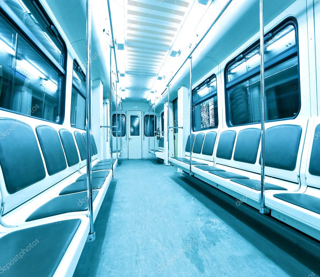 Blue contemporary illuminated carriage interior