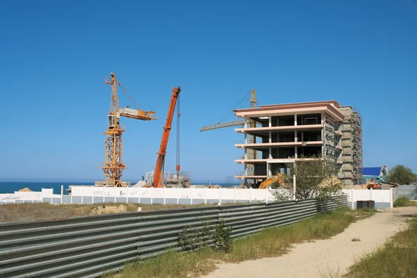 Construção na praia . — Fotografia de Stock
