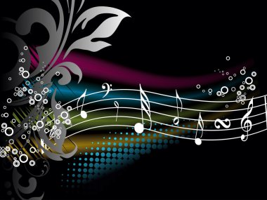 colorful musical notes with background clipart