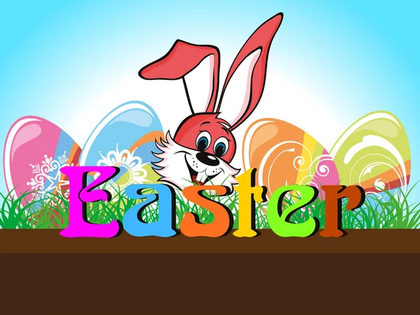 Hintergrund mit dekoriertem Ei, Kaninchen — Stockvektor