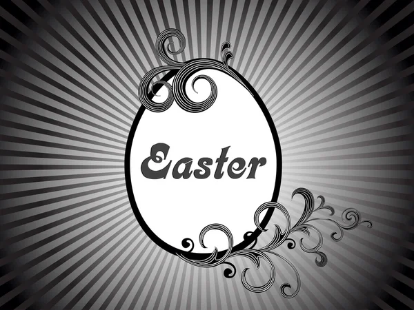 Raios de fundo com ovo de Páscoa decorado — Vetor de Stock