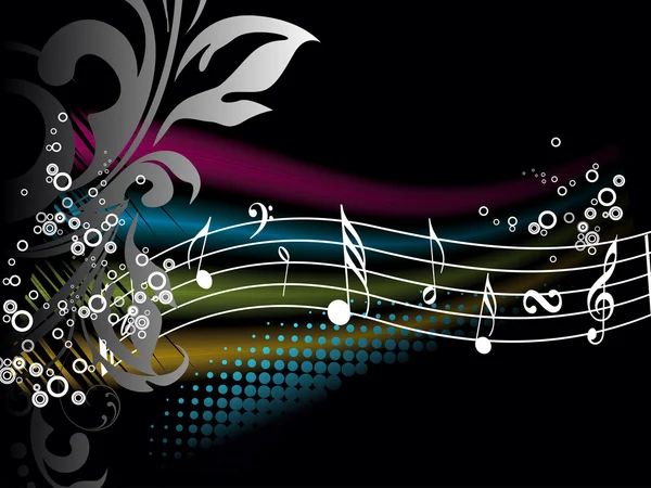 Красочные музыкальные ноты с фоном — стоковый вектор