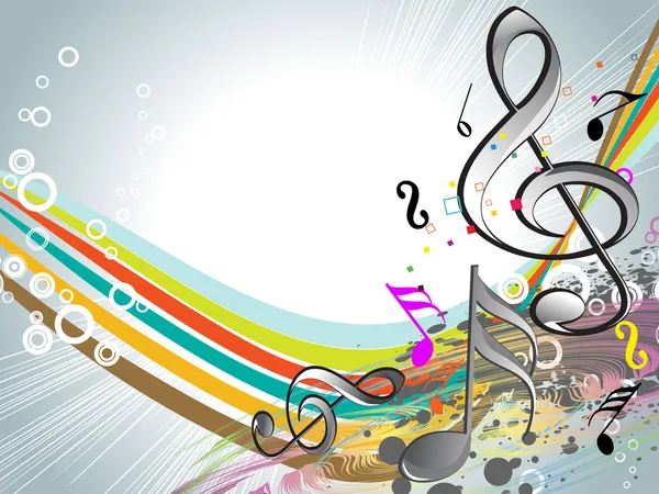 Notes musicales colorées avec fond — Image vectorielle