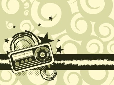 background with retro audio tape recorder clipart