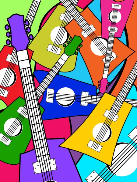 Vektorové barevné kytara vzorek pozadí — Stockový vektor