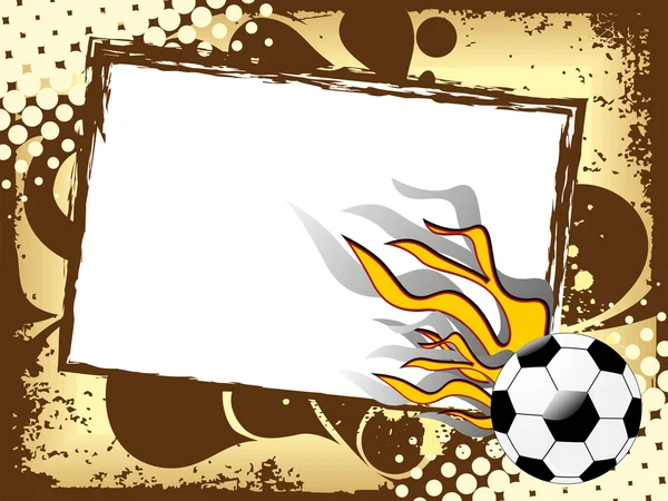 Грубый спортивный фон с огненным футболом — стоковый вектор