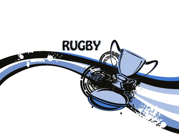 Grungy bakgrund med rugby och trophy — Stock vektor