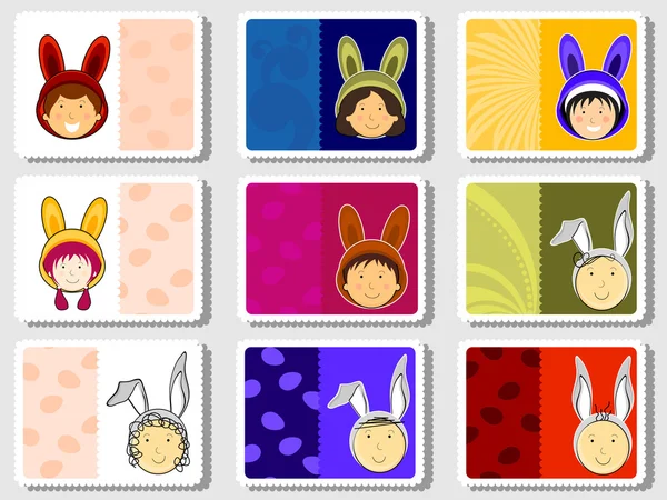 复活节的多彩设计邮票一套 — 图库矢量图片