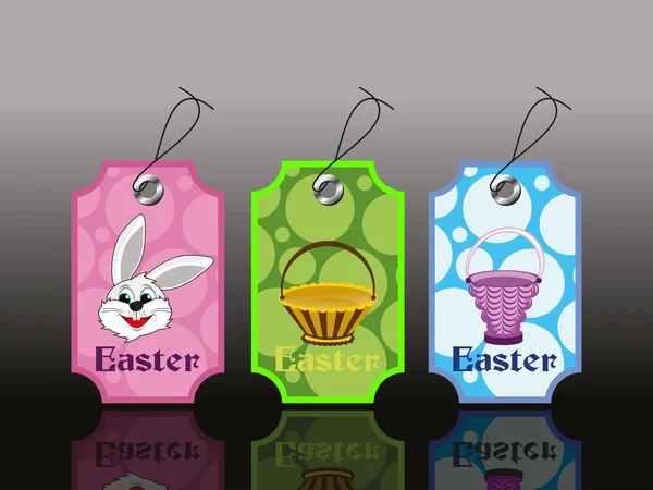 Conjunto de etiqueta de Pascua colorida decorada — Vector de stock