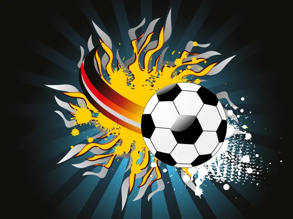 Vector rays background with grungy fiery football — Stock Vector