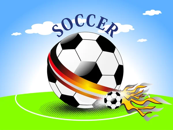 Огненный футбол на открытом фоне — стоковый вектор