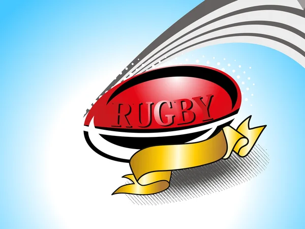 Fondo a strisce tratteggiate con rugby, nastro dorato — Vettoriale Stock