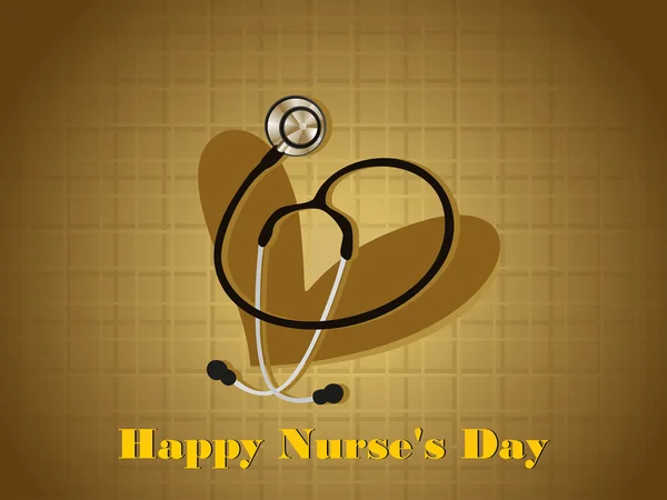 Verpleegster de dag achtergrond met geïsoleerde hart, stethoscoop — Stockvector