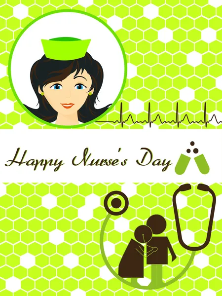 Vector feliz día de la enfermera tarjeta de felicitación — Vector de stock