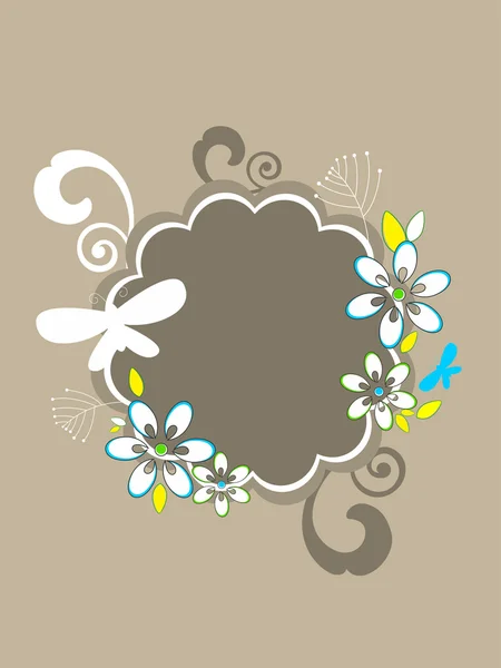 Fond avec cadre fleuri isolé décoré — Image vectorielle