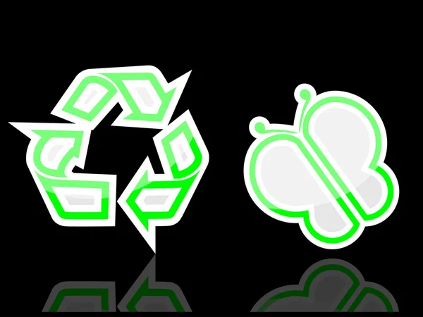 Bakgrund med uppsättning av två ekologi-ikonen — Stockový vektor
