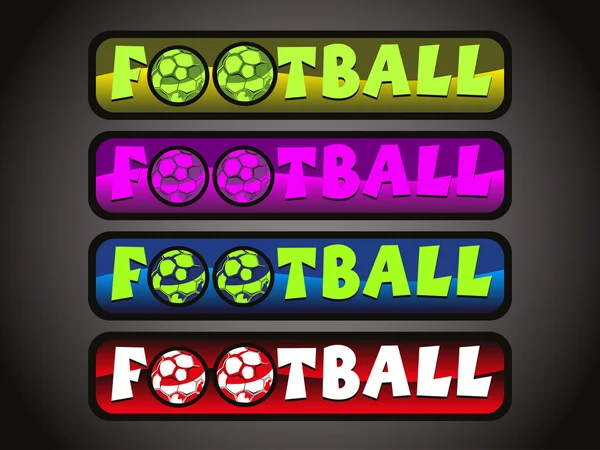 Vector conjunto de cuatro fútbol deporte encabezado — Vector de stock