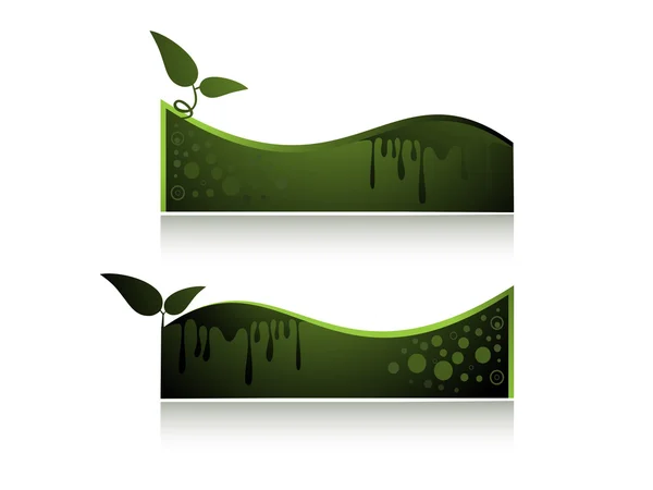 Achtergrond met set van twee ecologie banner — Stockvector