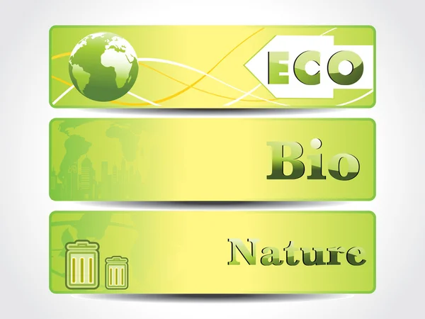 Vektor készlet három ökológia fogalma banner — Stock Vector