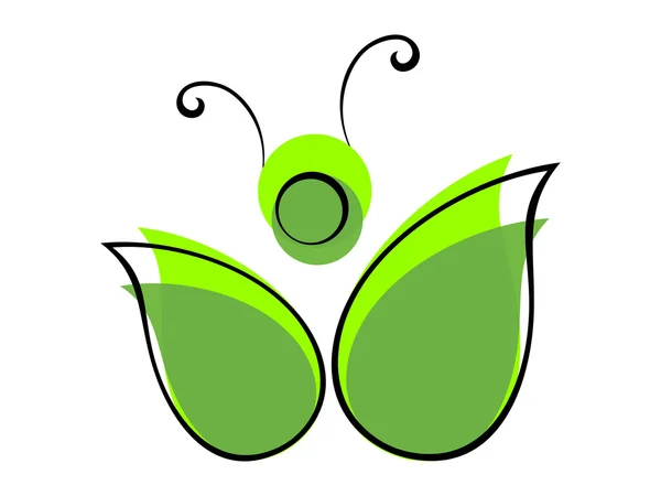 Beyaz arka plan ile yaprak desen kelebek — Stok Vektör