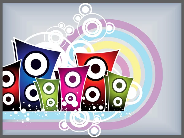 Fond cercle avec haut-parleur coloré — Image vectorielle
