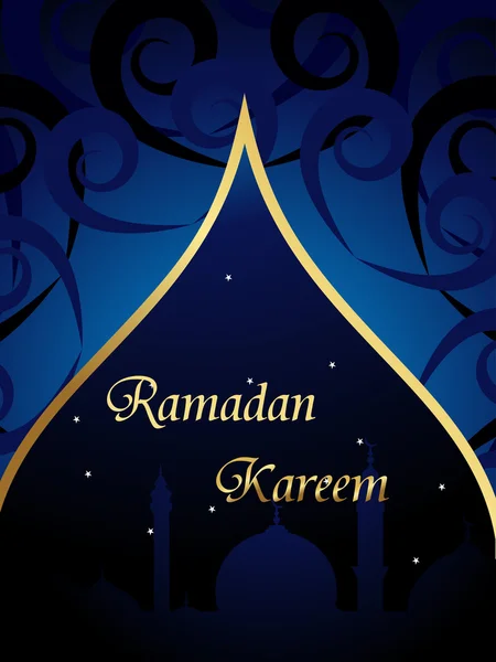 Bella illustrazione di Ramadan Kareem in colore blu . — Vettoriale Stock