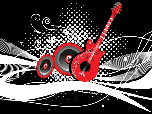 Abstract background with guitar and speaker — Stock Vector