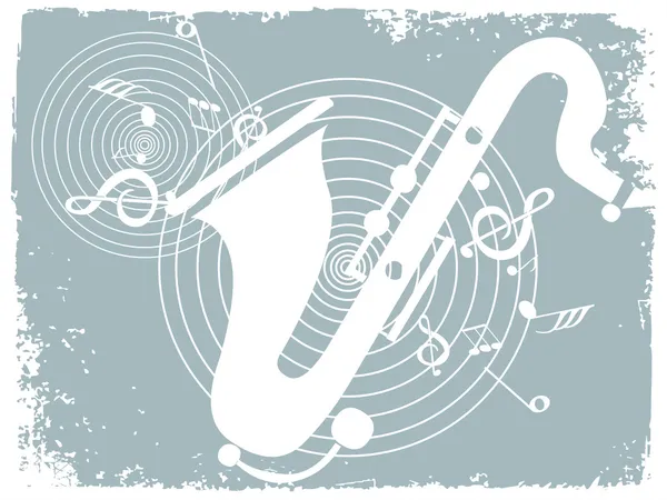 Grunziger Hintergrund mit Saxophon — Stockvektor