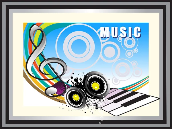 Grungy musical background with vinyl, piano — Stock Vector